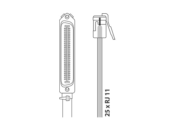Kabel Telco-50 male connector-RJ11 3 m